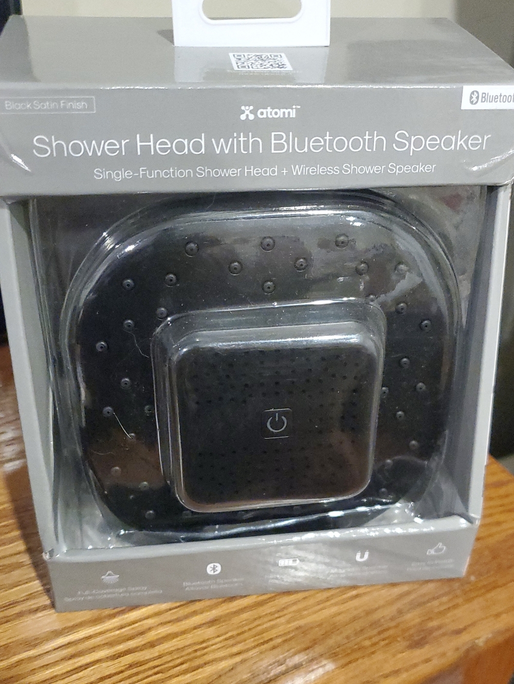Atomi Shower Head with Bluetooth Speaker - Black Satin Finish- NEW